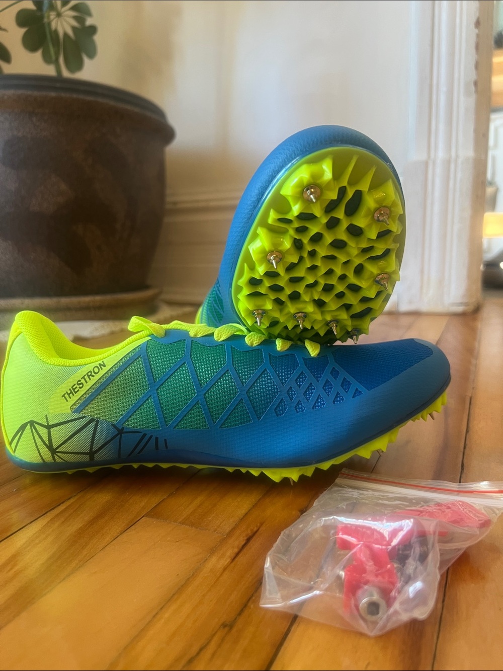 Track Spikes - Blue & Neon Yellow